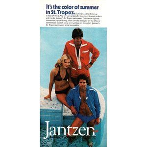 1978 Jantzen Swimwear Trunks Bikini Vintage Print Ad St. Tropez Riviera Wall Art